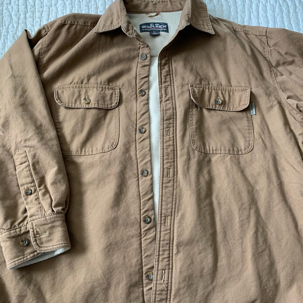 Woolrich Men’s Sherpa lined canvas shirt jacket